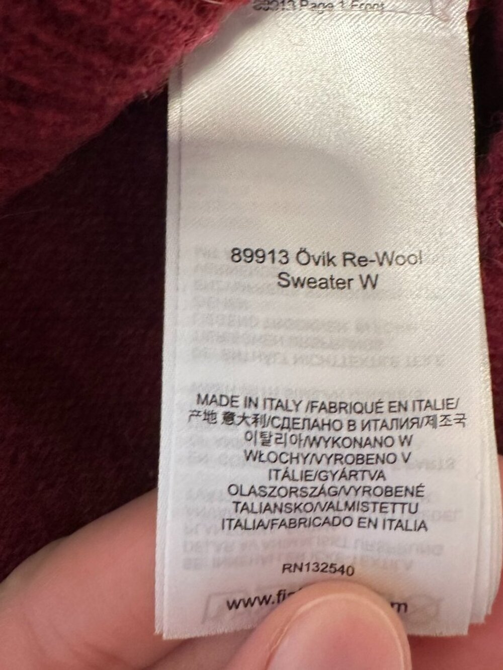 Fjallraven Ovik Re-Wool Sweater in Burgundy Red Women's Size S - Picture 2 of 4
